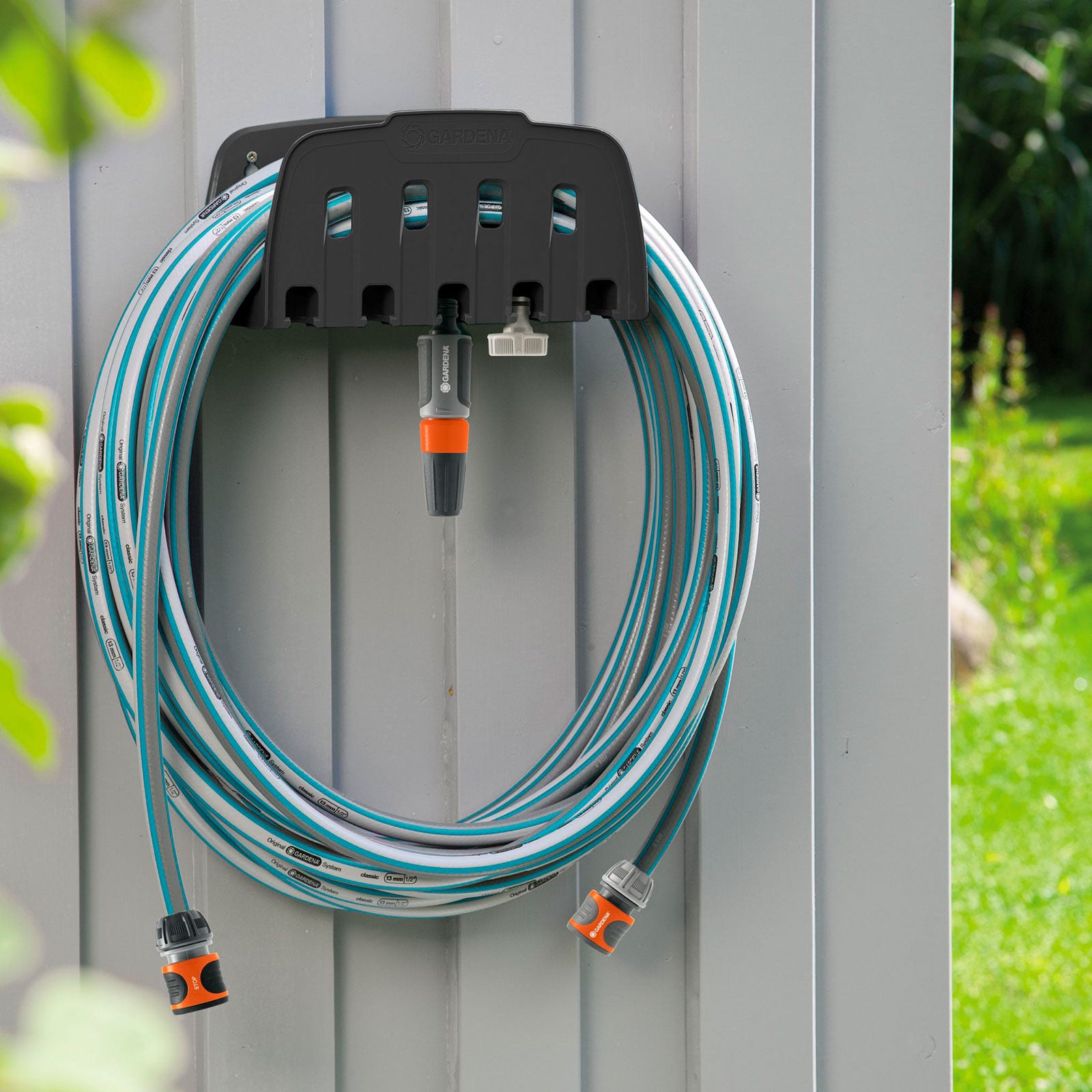 GARDENA Wall Hose Bracket Black High-Impact Plastic Wall Mount Hose Holder