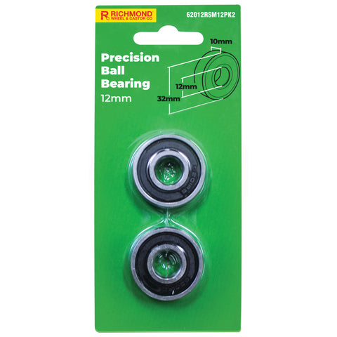 Richmond 32 x 12 x 10mm Chrome Steel Rubber Sealed Bearing - 2 Pack
