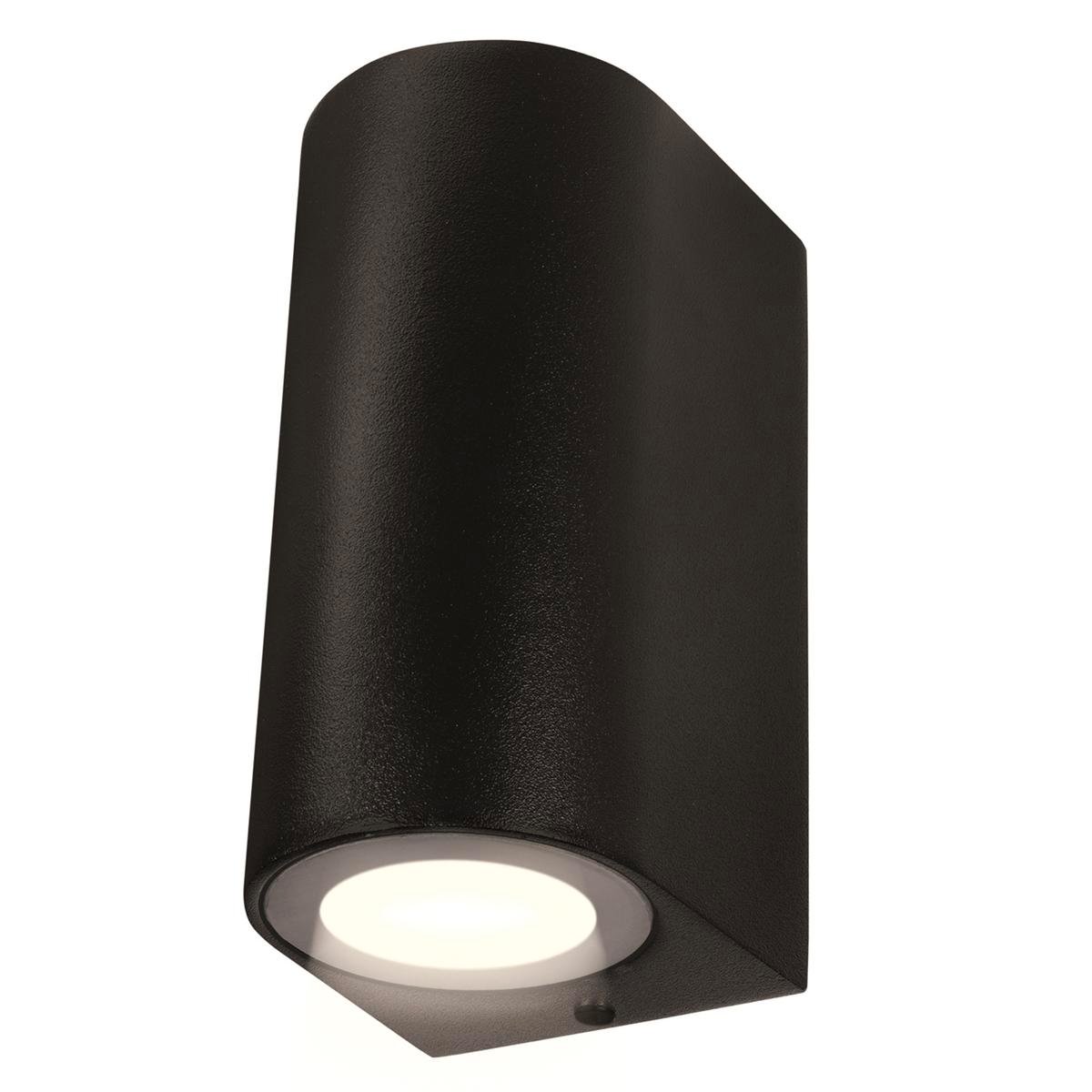 Brilliant Corbett 240V Black Up Down Outdoor Wall Light Aluminium GU10