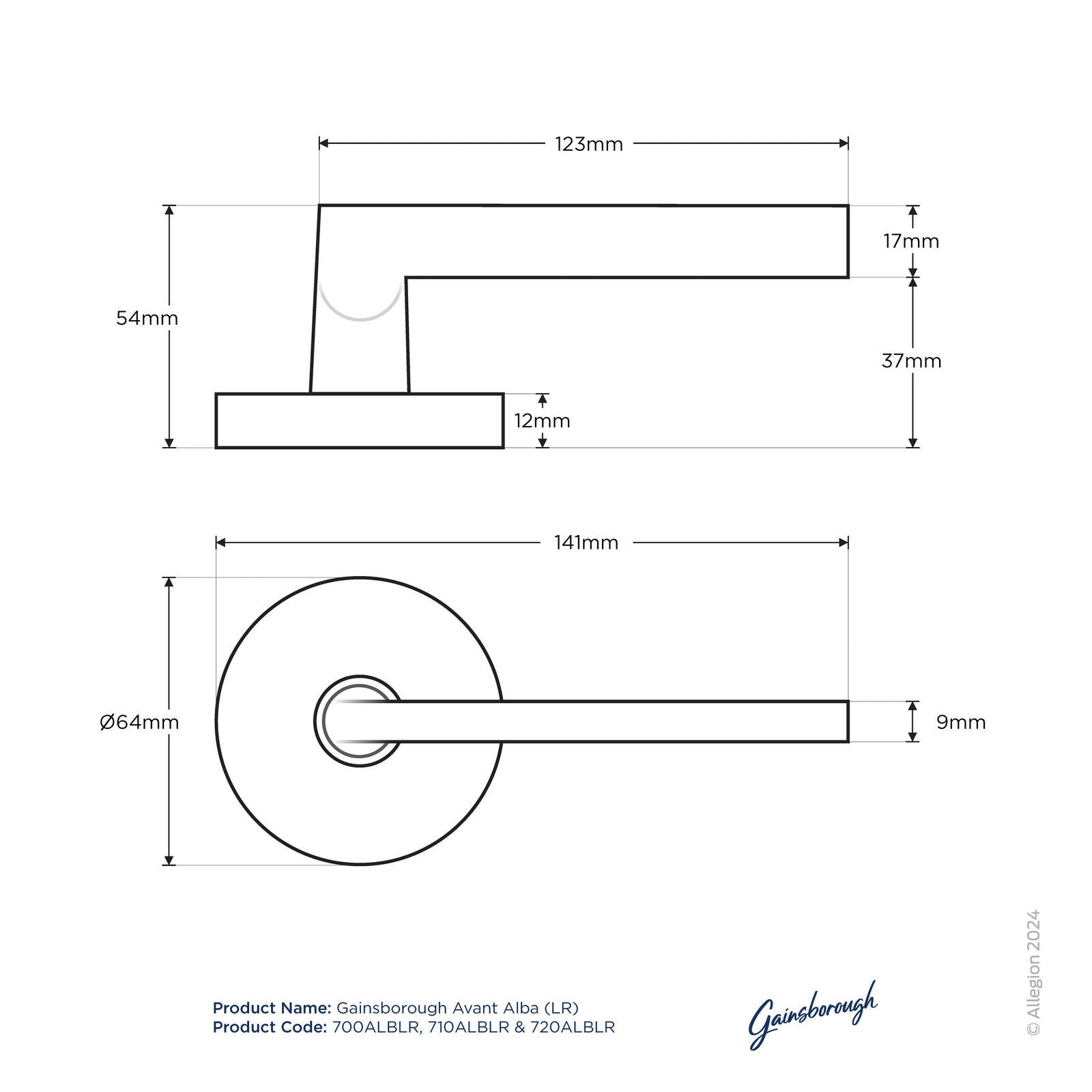 Gainsborough Avant Alba Satin Brass Privacy Lever Set