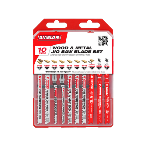 Diablo 10 Piece Jig Saw Blade Set - Wood Metal Cutting - 124mm x 11mm x 168mm - SuperSaverAU - view 1