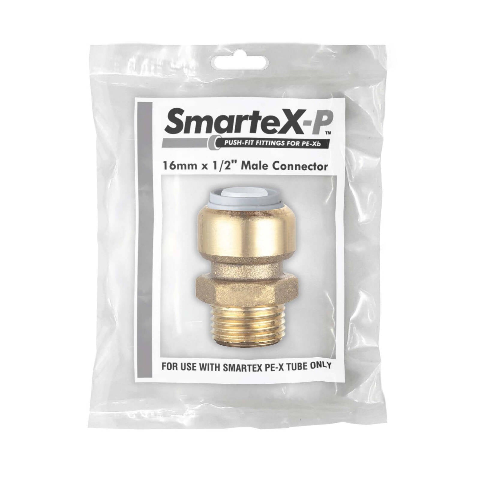 SmarteX-PEX 16 x 15mm Push-Fit Male Connector - Lead Free Brass