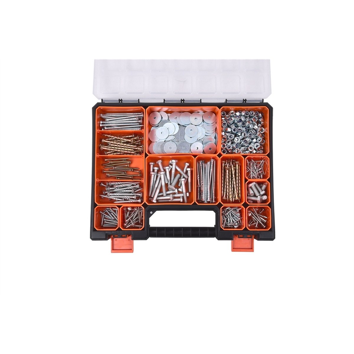 Tactix 405mm Organiser with 12 Removable Tubs, Black