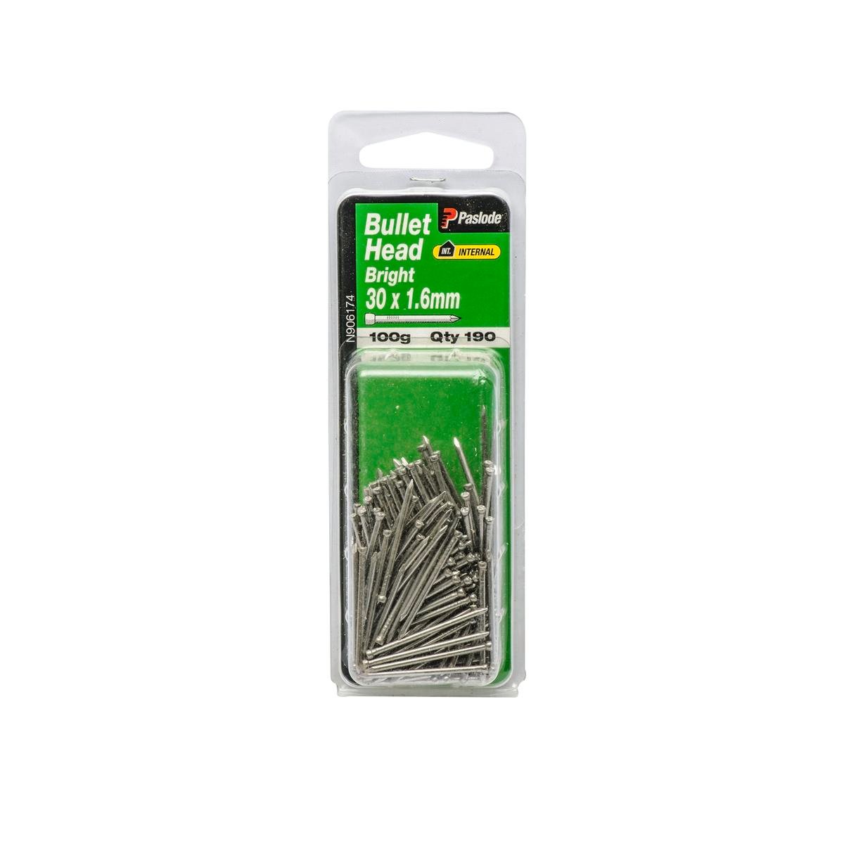 Paslode Bullet Head Nails 30mm 1.6mm Bright Steel 190 Pack - SuperSaverAU - view 1