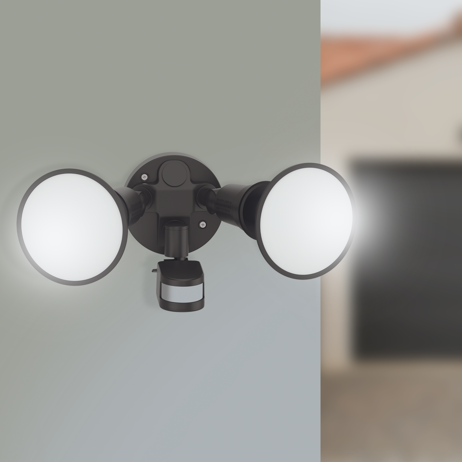 Arlec Twin Head Hardwired Floodlight with Sensor Black 180 Motion MAL298