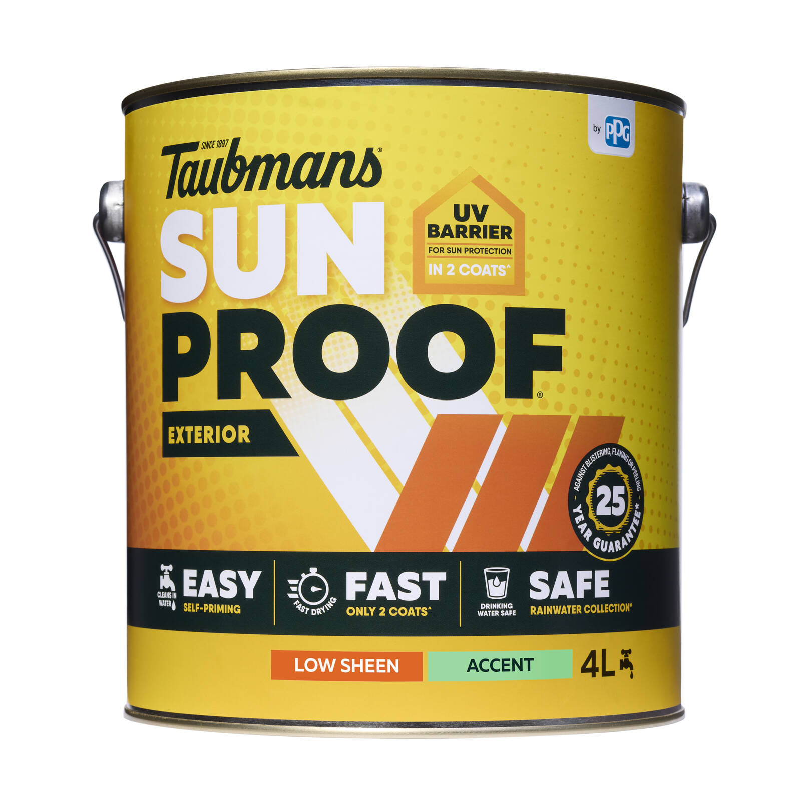 Taubmans 4L Accent Sheen Low Sunproof Exterior Paint - 4L - UV Protection, Self-Priming