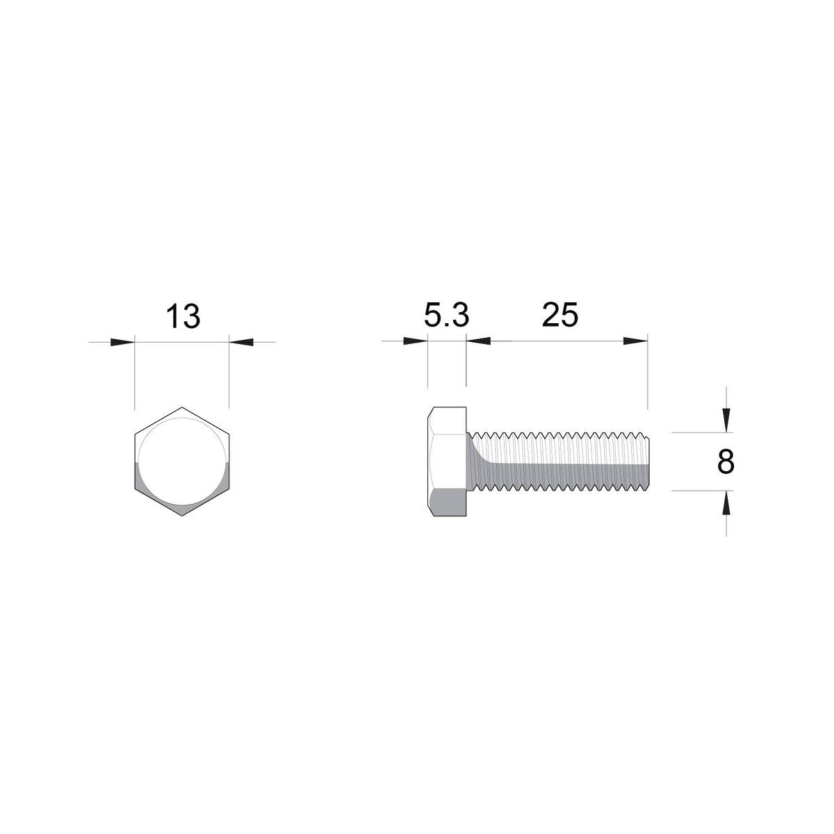 Zenith Hot Dip Galvanised Hex Head Bolts M8 x 25mm 25 Pack - SuperSaverAU - view 4