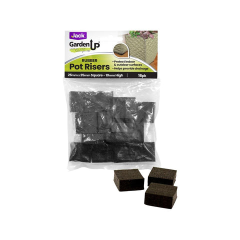 Jack Rubber Pot Risers 25mm Square 16 Pack - Drainage - Black - SuperSaverAU - view 1