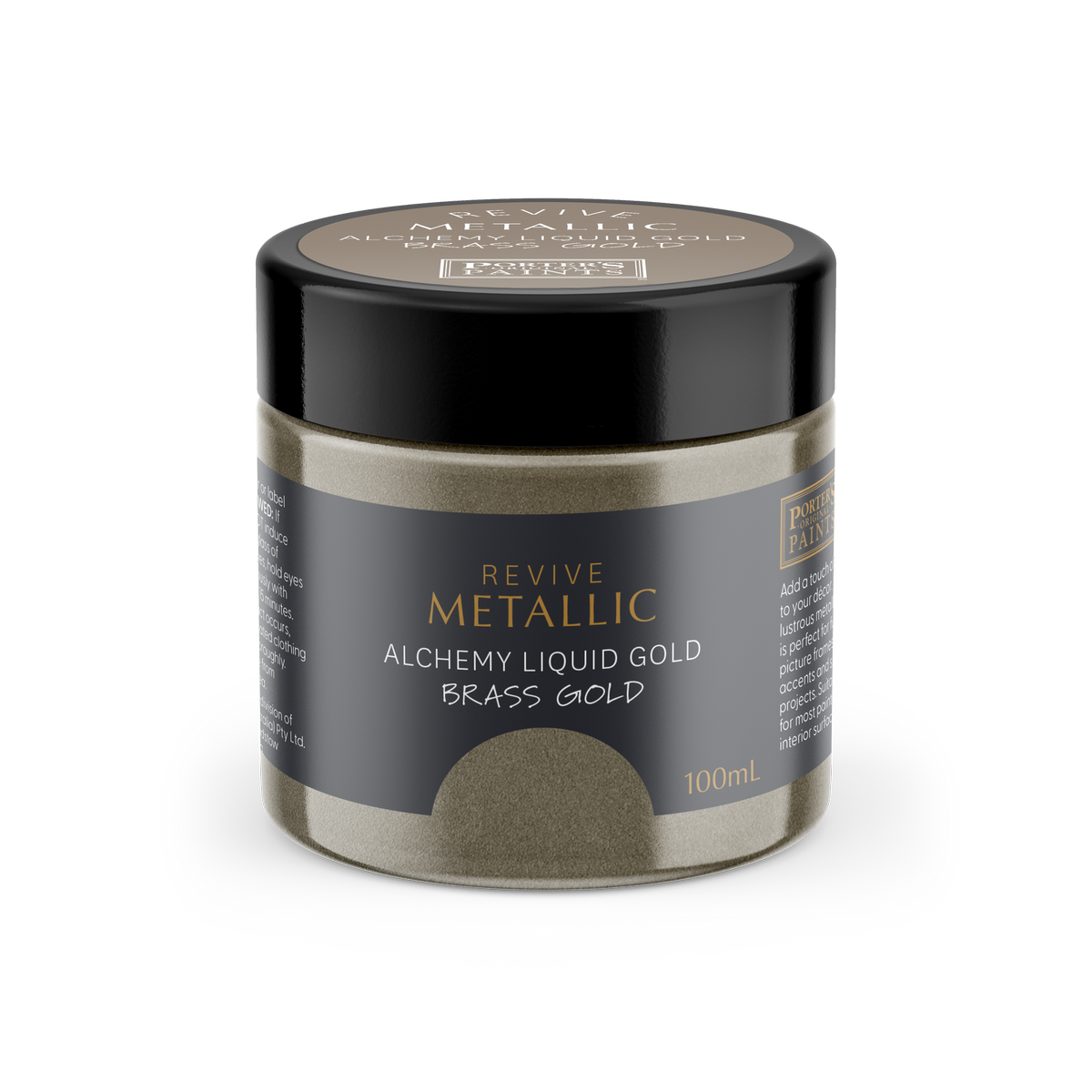 Porter S Paints 100ml Metallic Brass Gold Furniture Paint - Water-Based - Easy Clean - SuperSaverAU - view 1