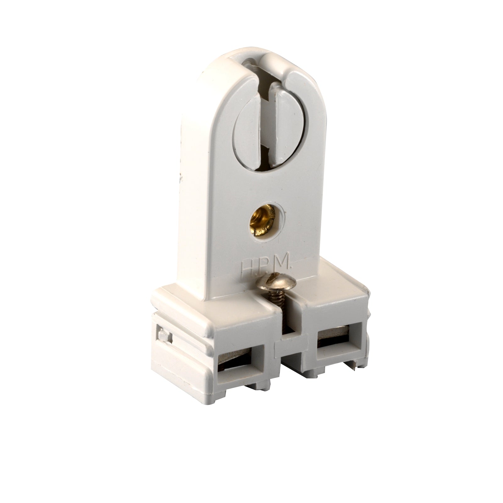 HPM Tombstone Fluorescent Lampholder, T8, White, 240V 10A, Screwed Terminals
