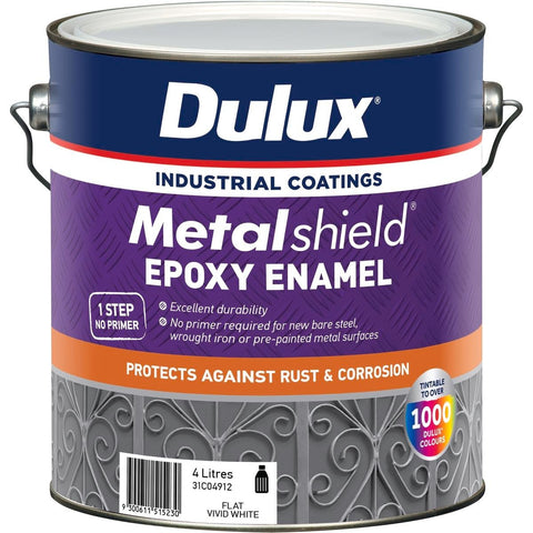 Dulux Metalshield Epoxy Enamel 4L Flat White Rust Protection Paint - SuperSaverAU - view 1