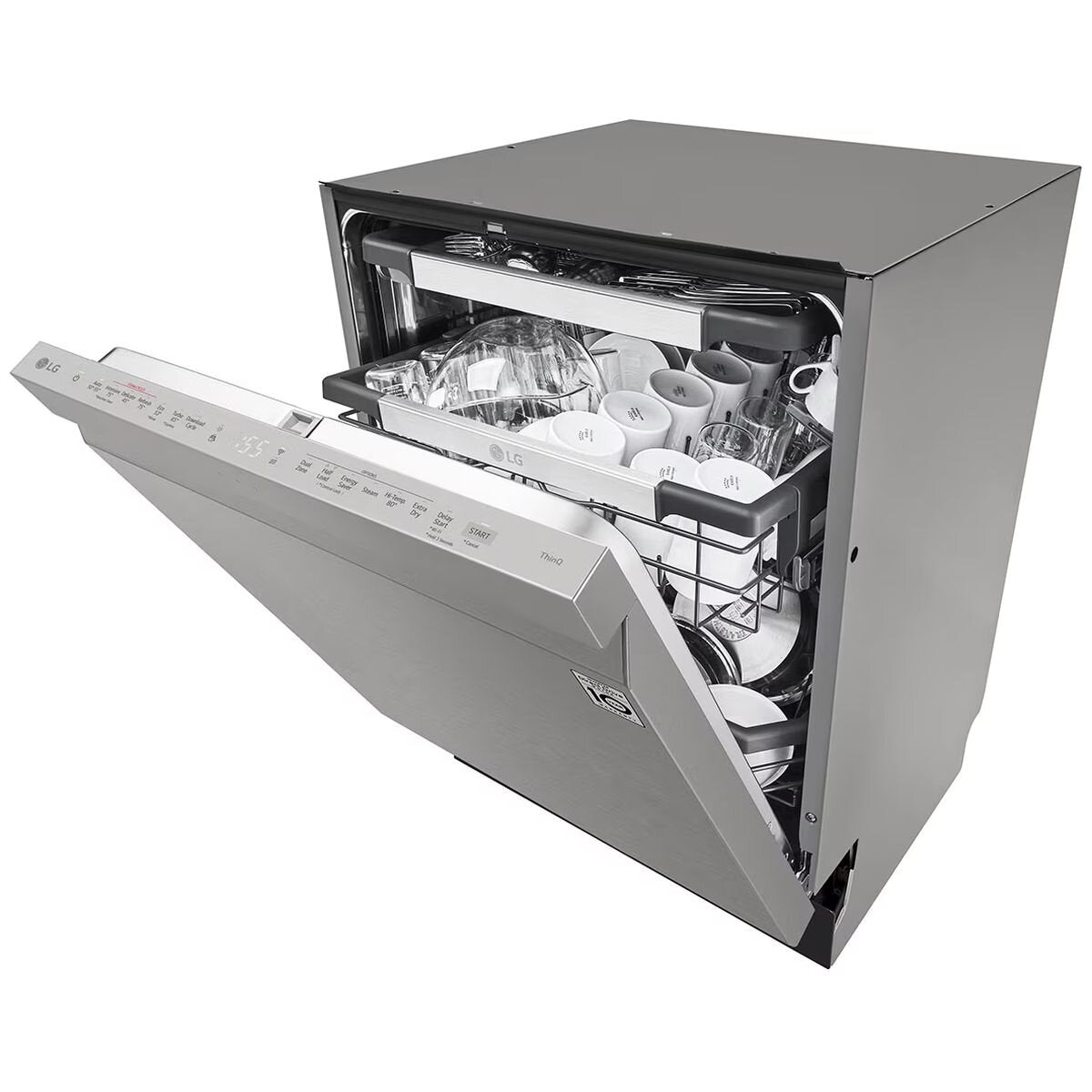 LG 60cm Built Under Dishwasher - 15 Place Settings, Platinum Steel, QuadWash, TrueSteam - XD3A25UPS