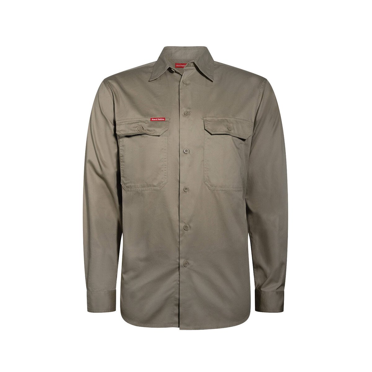 Hard Yakka Core Khaki Lightweight Vented Long Sleeve Cotton Drill Shirt Size XL