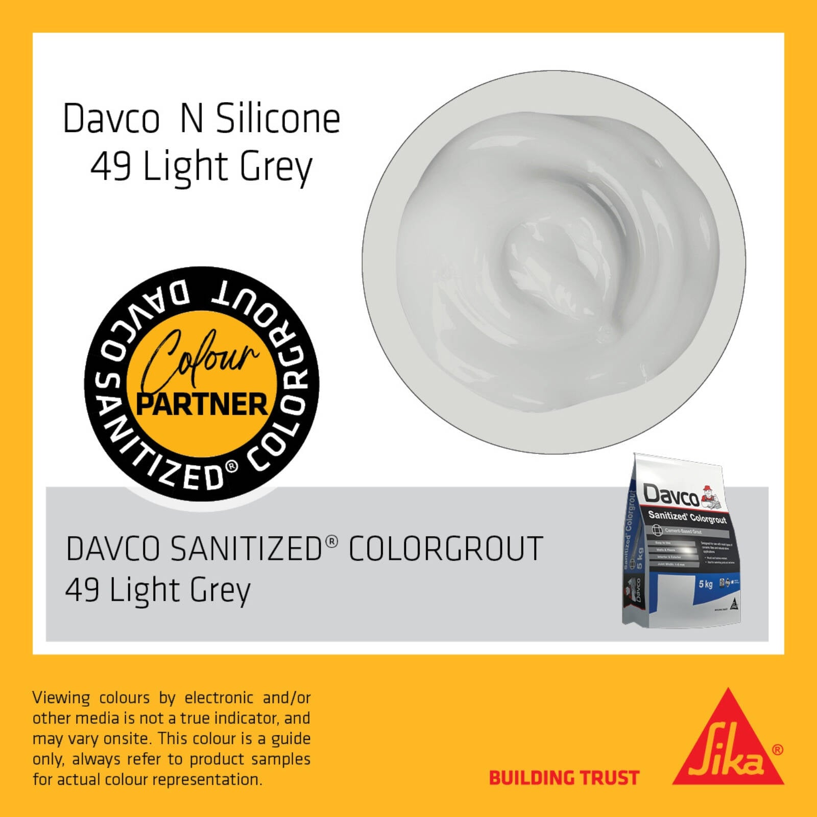 Sika Davco N Silicone Neutral Cure Light Grey NO49 300ml