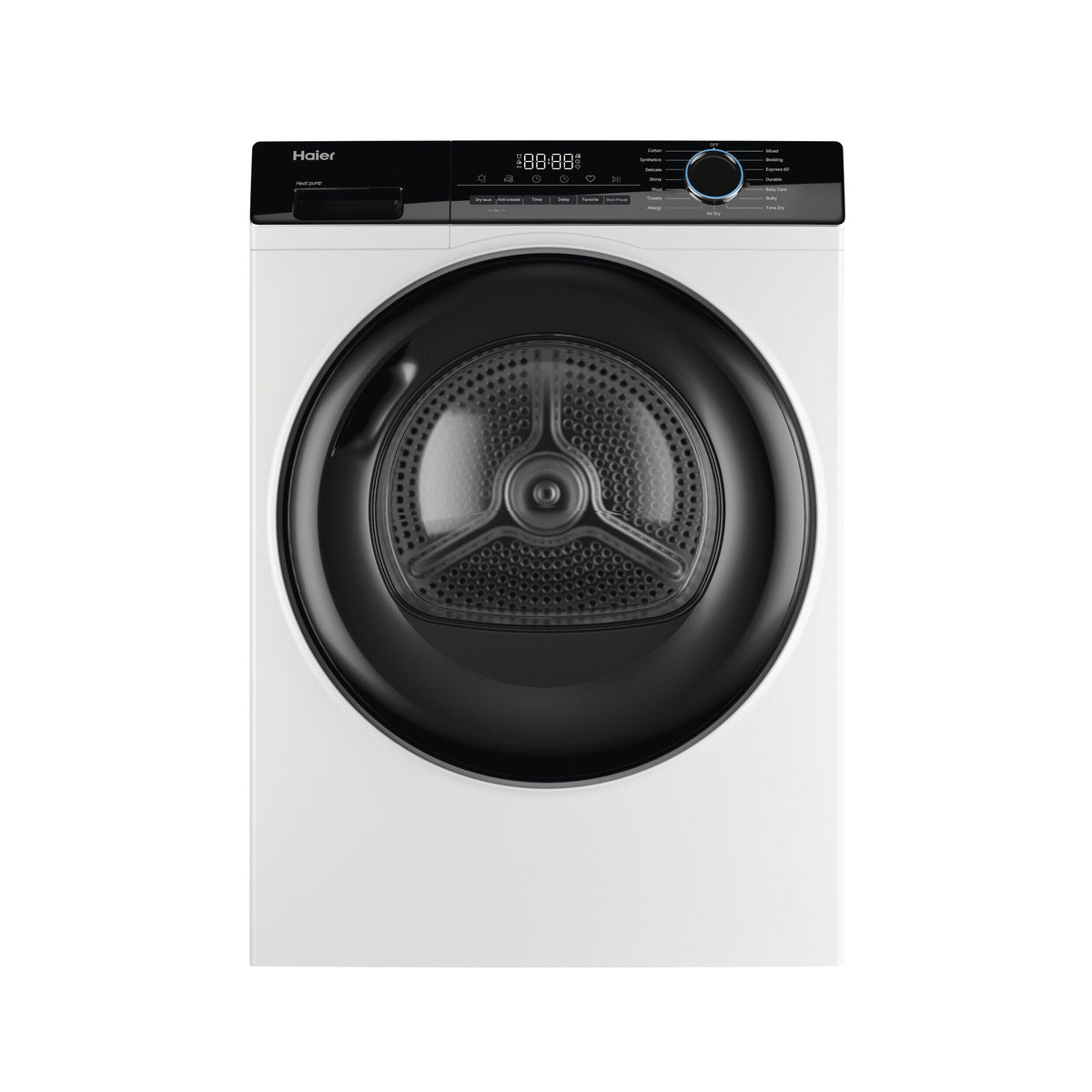 Haier 8kg Heat Pump Dryer - White, 8 Star Energy Rating, 15 Programs, Auto-Sensing - HDHP80AW1