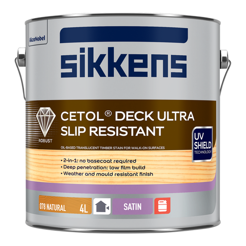 Sikkens Natural Cetol Deck Ultra Slip Resistant 4L - 210mm x 190mm - Satin Finish - SuperSaverAU - view 1