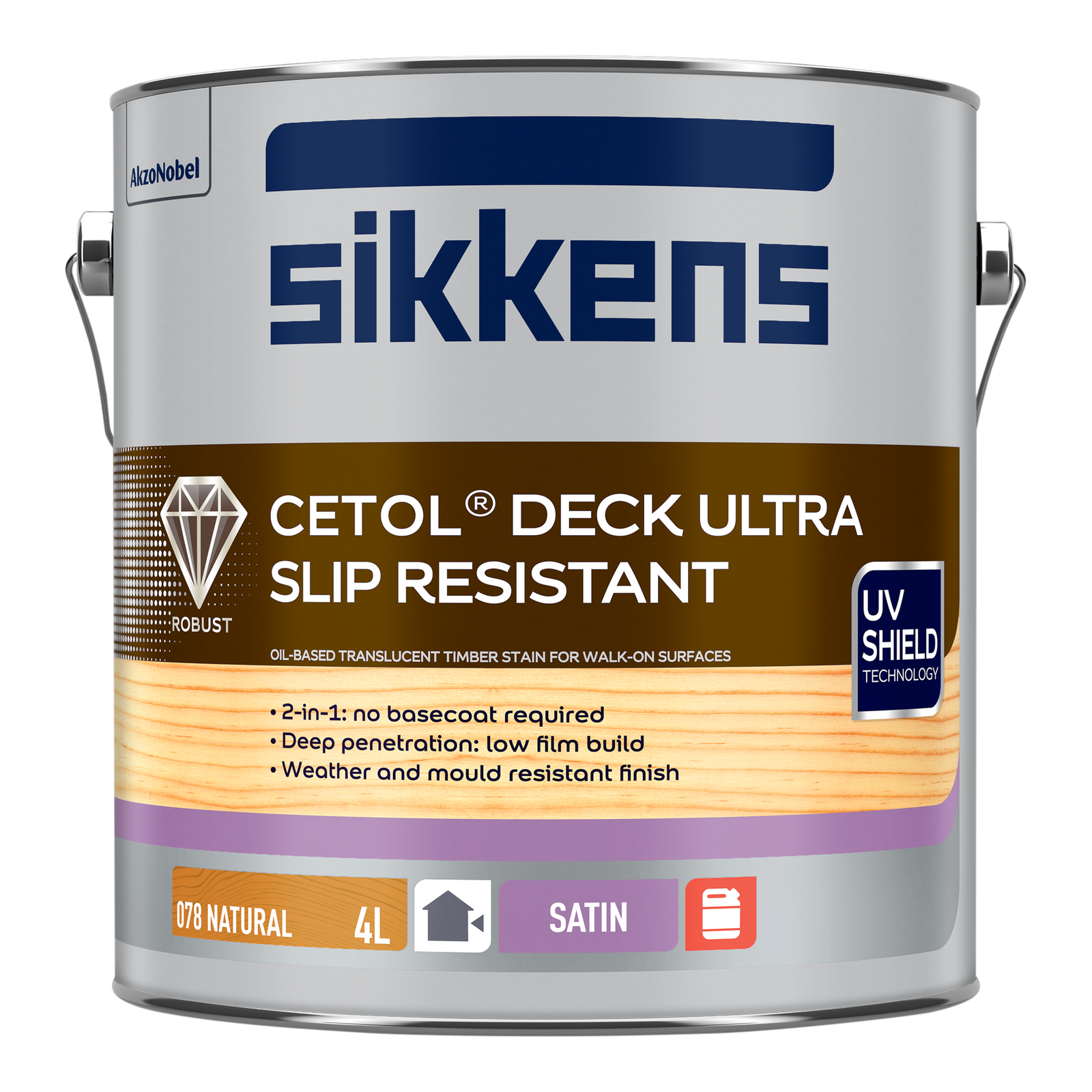Sikkens 4L Natural Cetol Deck Ultra Slip Resistant - Satin Outdoor Decking