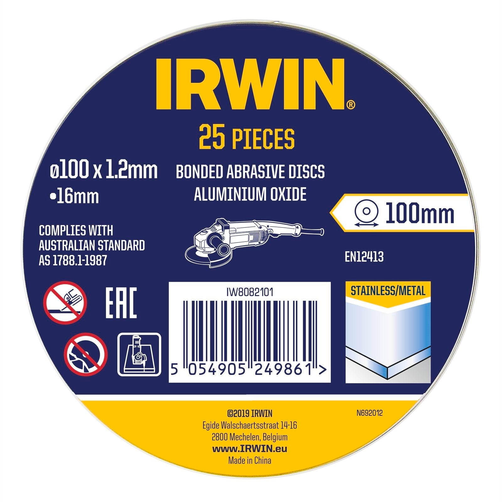 IRWIN 100 x 1.2 x 16mm Metal Cut Off Disc 25 Pack