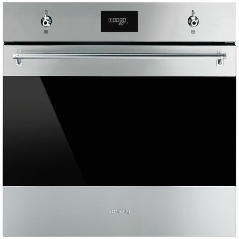 Smeg 60cm Classic Pyrolytic Built-In Oven - 78L Gross, Stainless Steel, Ten Functions - SOPA6301TX