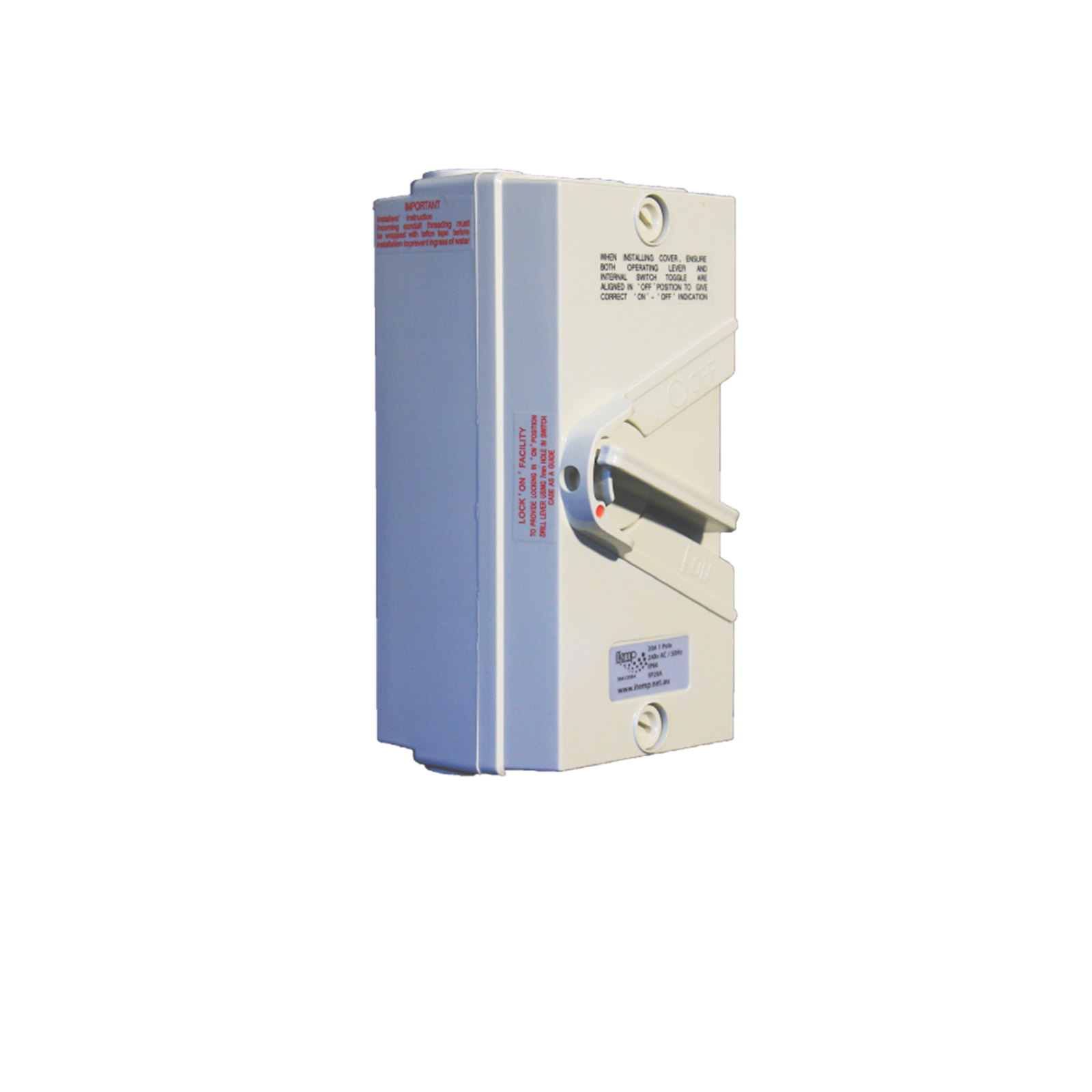 iTemp 20A 250V Beige Plastic Weatherproof Single Pole Isolator IP66 1P20A
