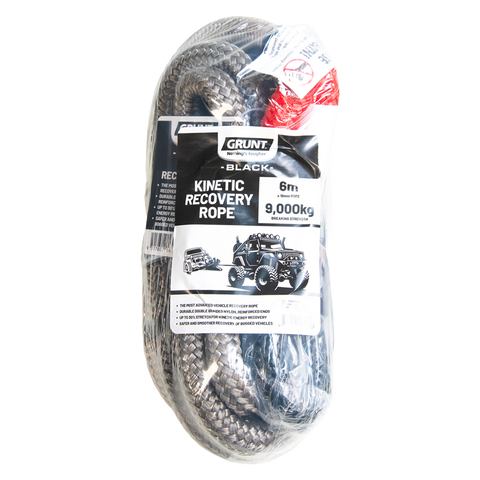 GRUNT 19mm x 6m 8000kg Kinetic Nylon Recovery Rope, Double Braided 4WD Snatch Rope