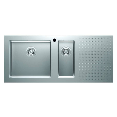 Barazza Select 120 Topmount Sink - 1 and 1/3 Bowl, Right Hand Drainer, 304 Stainless Steel - 1ISX120L