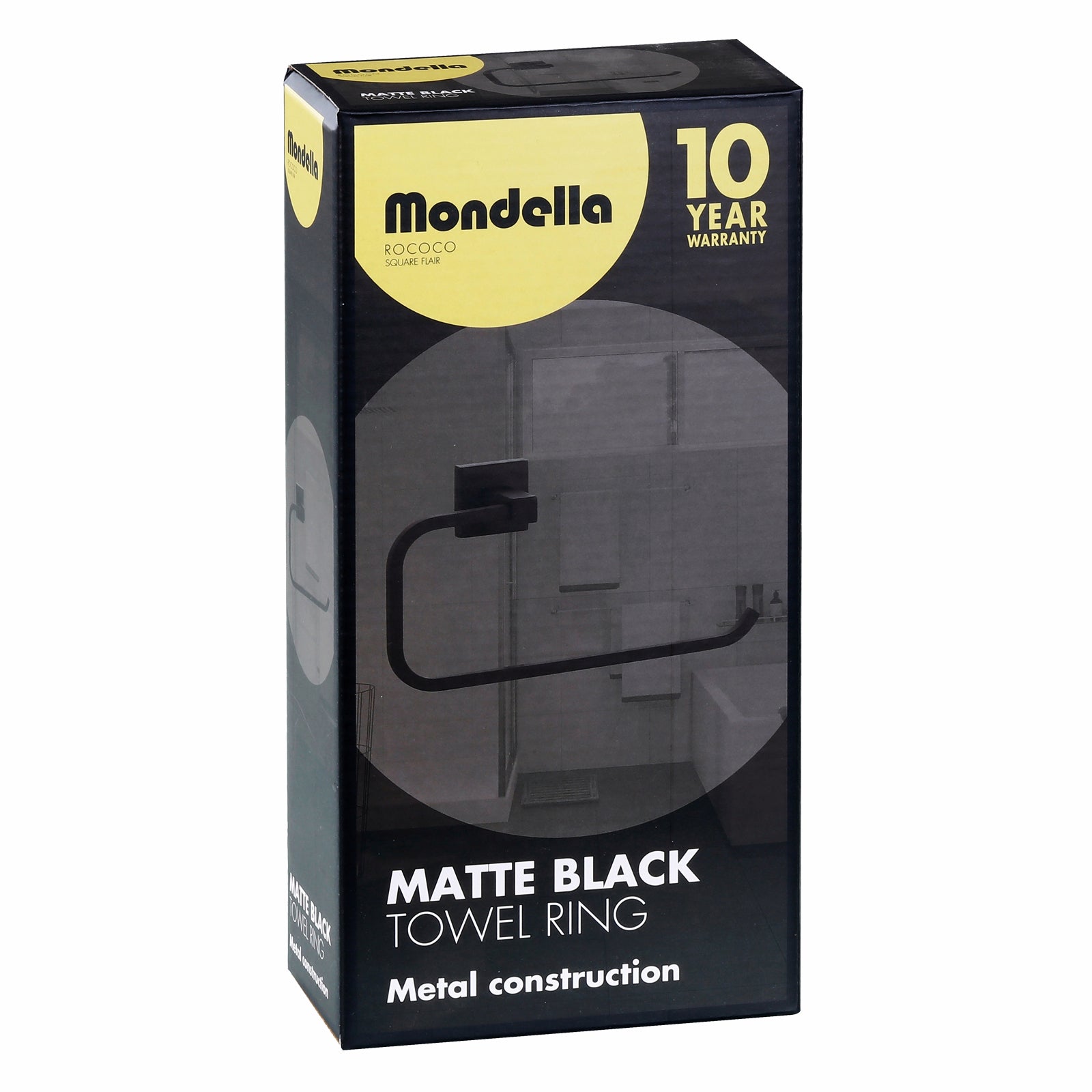 Mondella Rococo Matte Black Towel Ring 245 x 120 x 60mm
