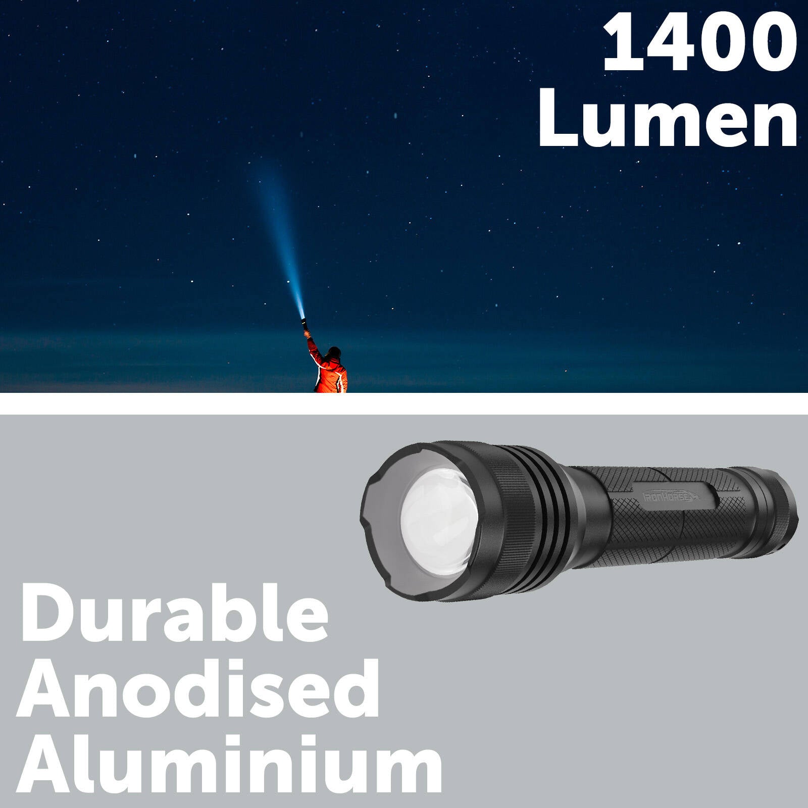 IronHorse 1400lm COB Aluminium Torch Flashlight Waterproof AT02510