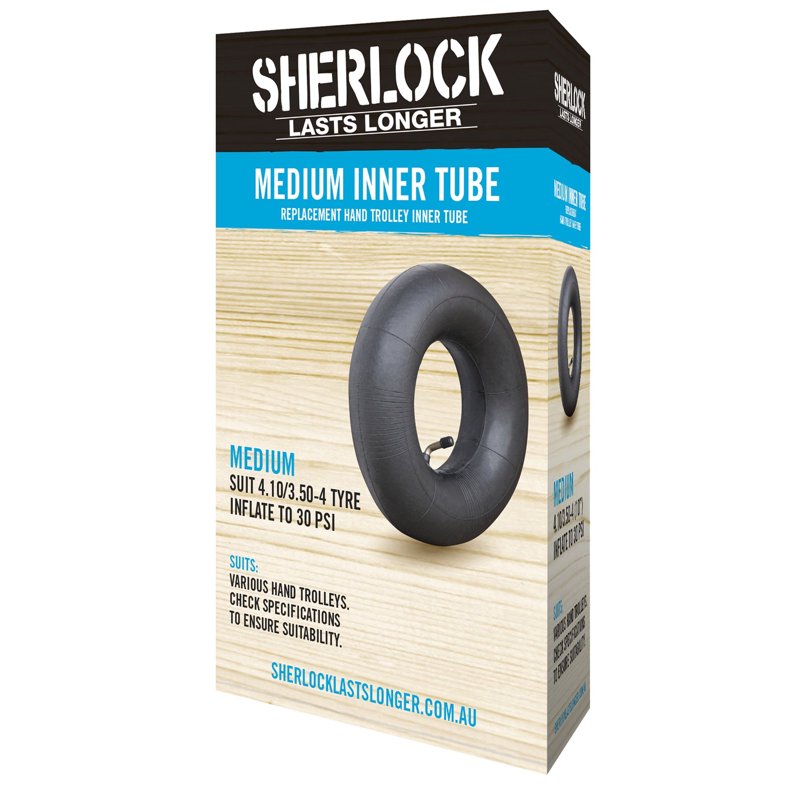 Sherlock Medium Trolley Wheel Inner Tube, 4.10/3.50-4, Rubber