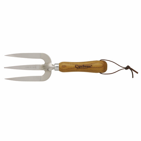 Cyclone 3-Tine Stainless Steel Hand Fork Ashwood Handle