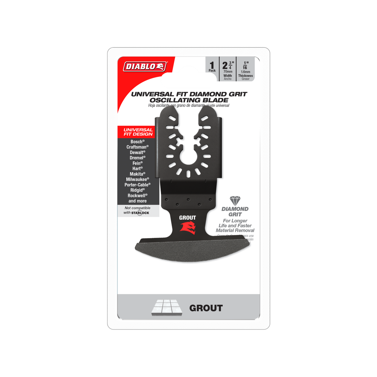 Diablo 70mm Diamond Grit Multi Tool Blade for Grout - Universal Fit - Durable - SuperSaverAU - view 1