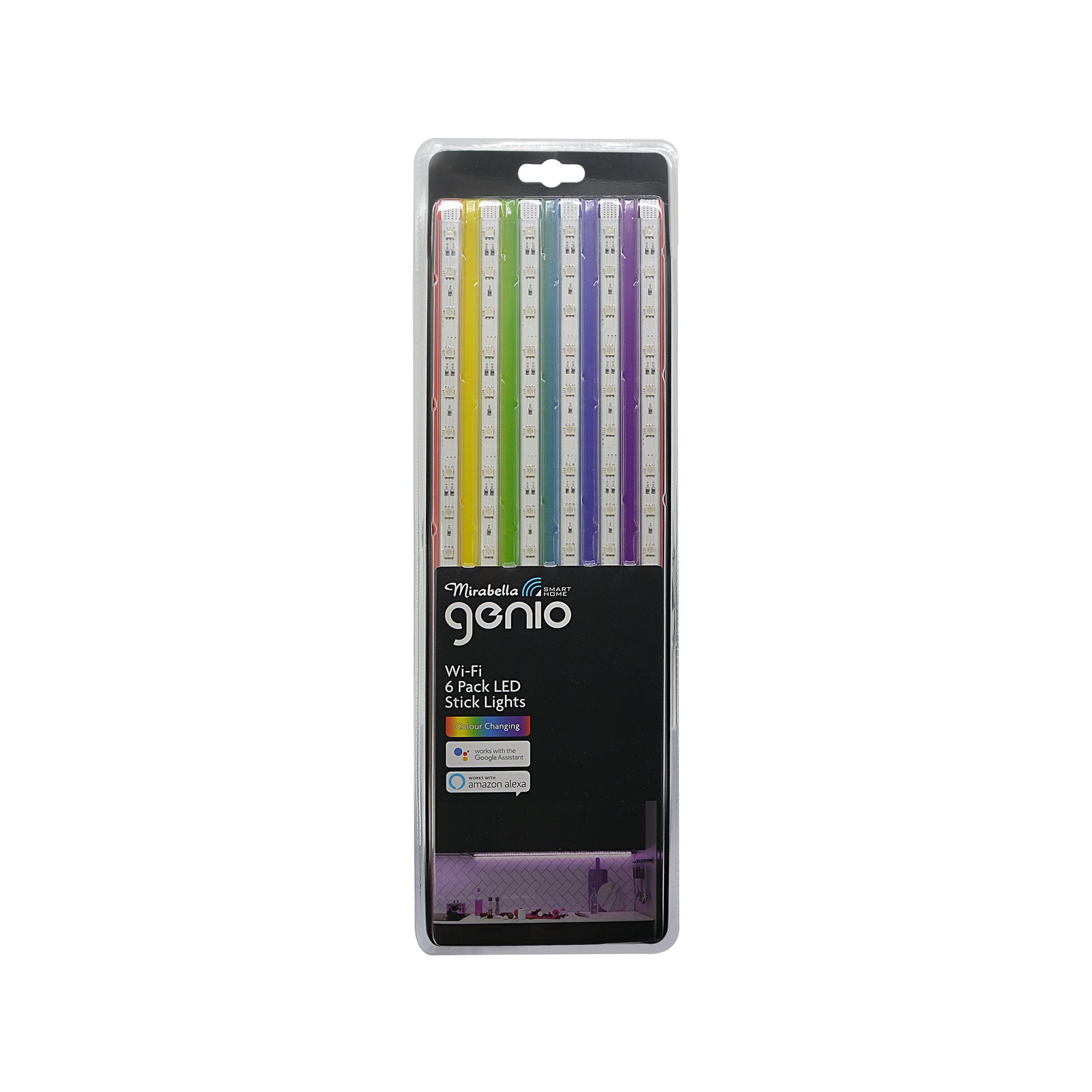 Mirabella Genio Wi-Fi Smart Stick Lights 40cm Colour Changing Linkable 6 Pack I003975