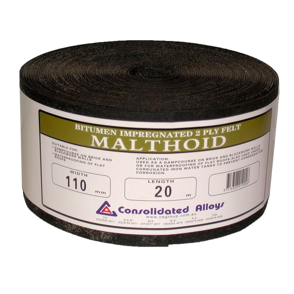 Consolidated Alloys Malthoid 2 Ply Bituminous Flashing 110mm x 20m