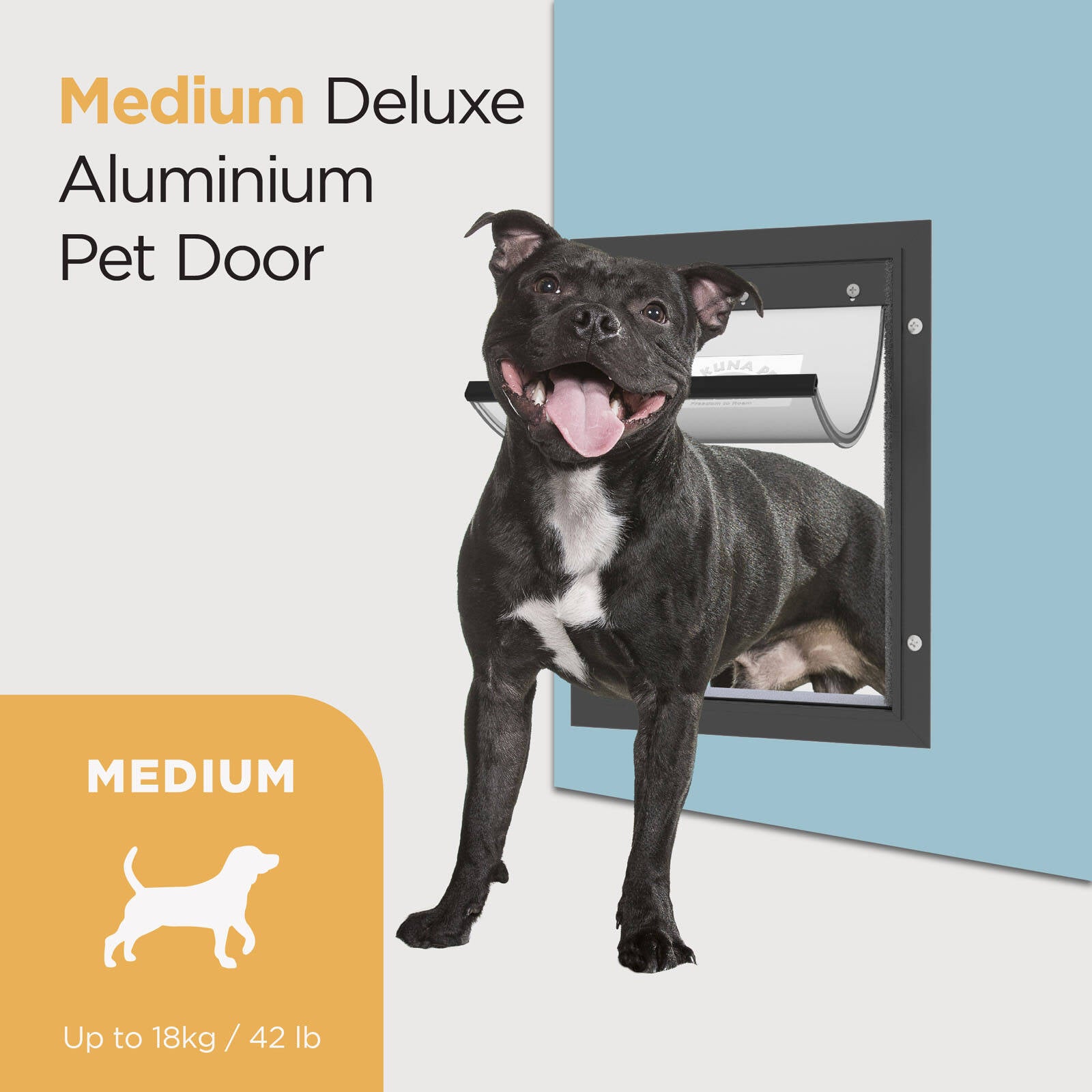 Hakuna Pets Medium Black Deluxe Aluminium Pet Door