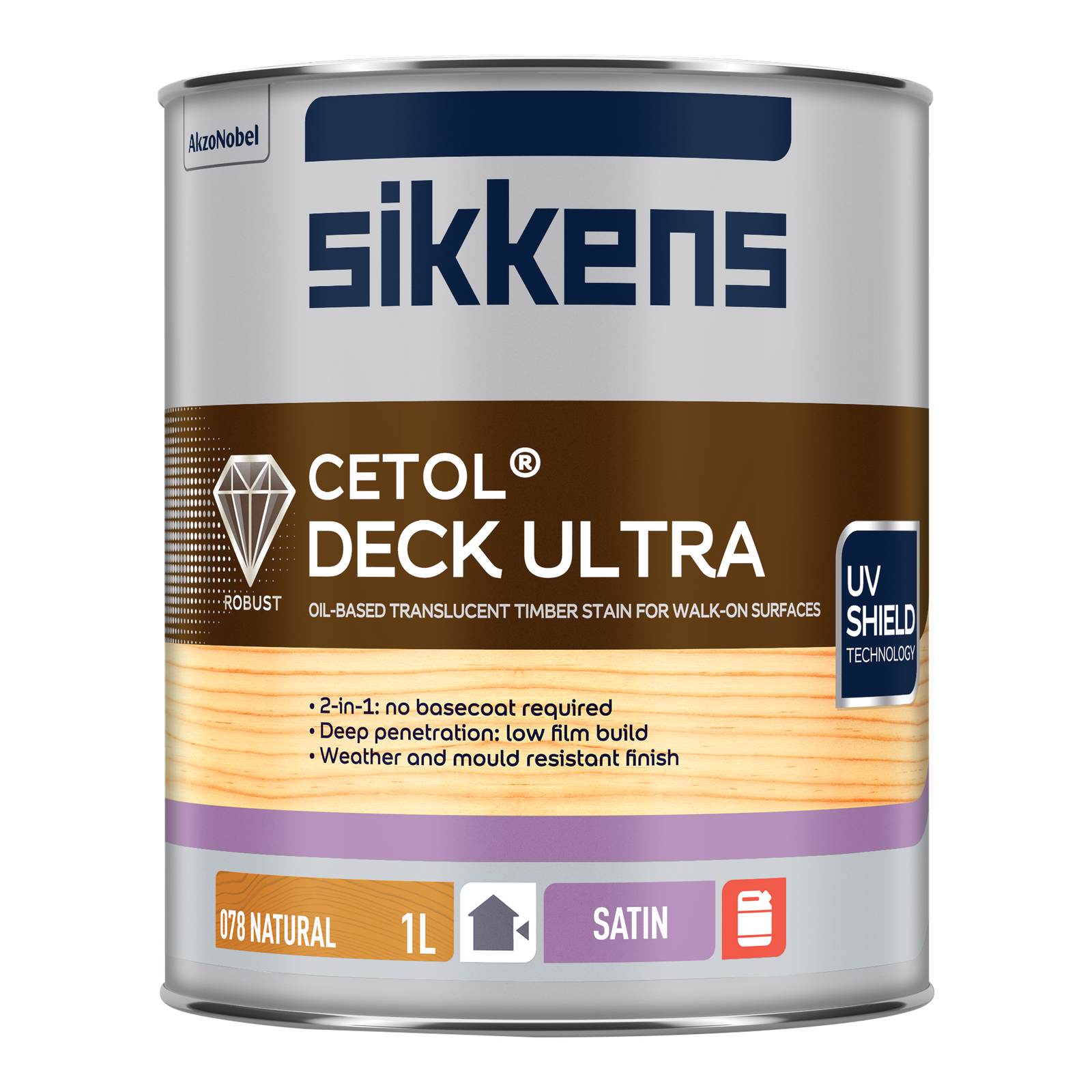 Sikkens 1L Natural Cetol Deck Ultra Satin Exterior Timber Stain