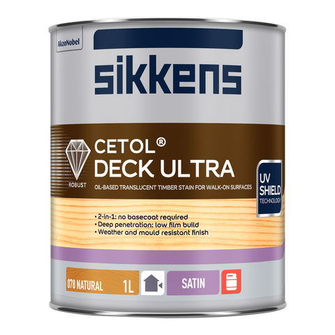 Sikkens 1L Natural Cetol Deck Ultra Satin Exterior Timber Stain