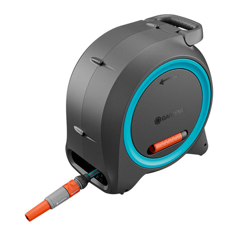 GARDENA Dual 2 in 1 Manual Roll-Up 25m Hose Reel, Wall Mount or Portable
