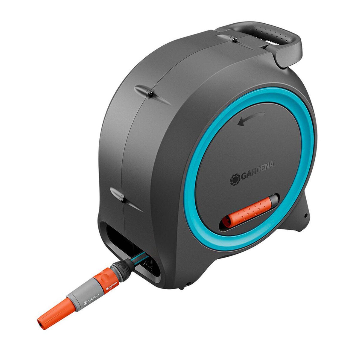 GARDENA Dual 2 in 1 Manual Roll-Up 25m Hose Reel, Wall Mount or Portable