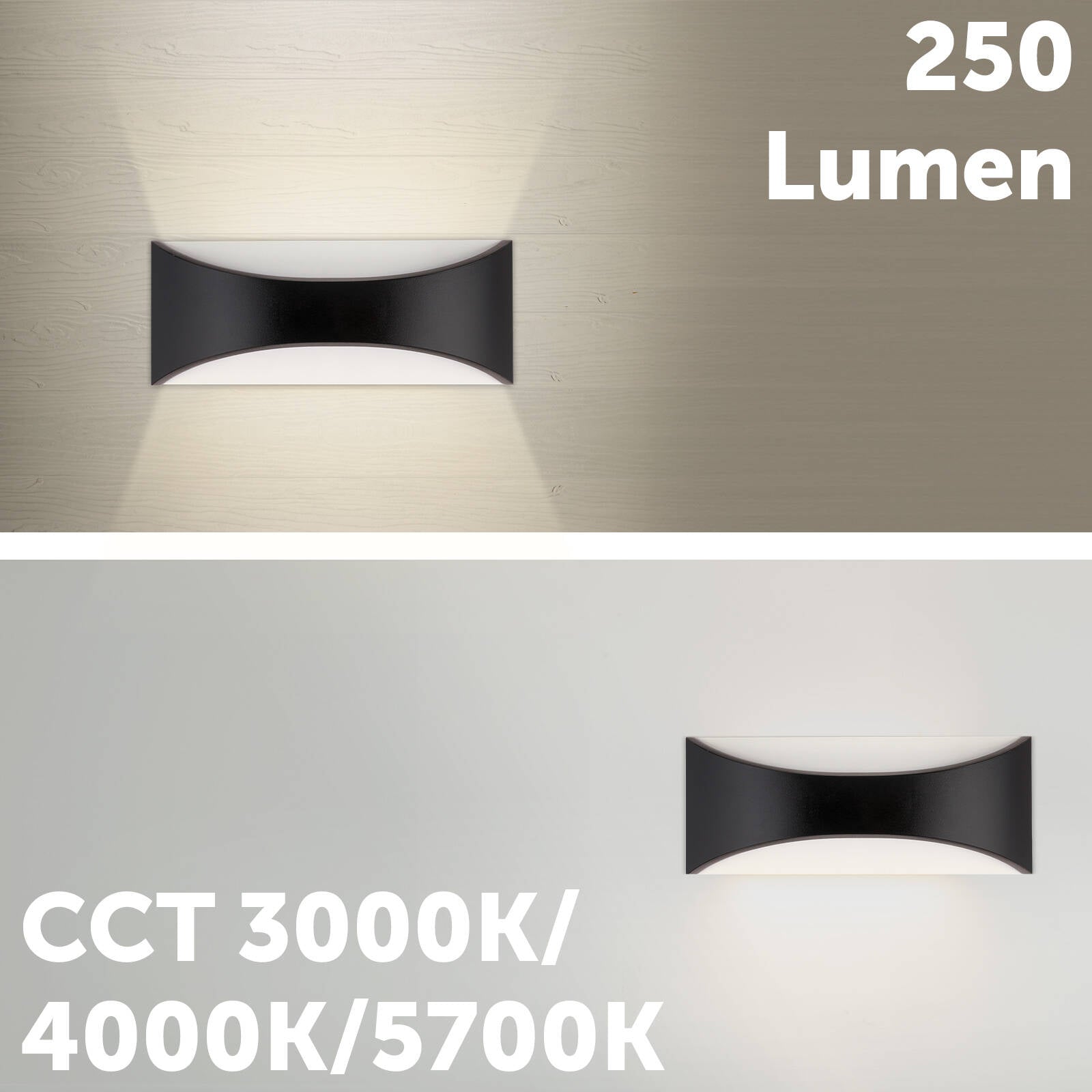Arlec 8W 240V Black Marina CCT LED Exterior Wall Light, Weather Resistant Hardwired Outdoor ABL410BK