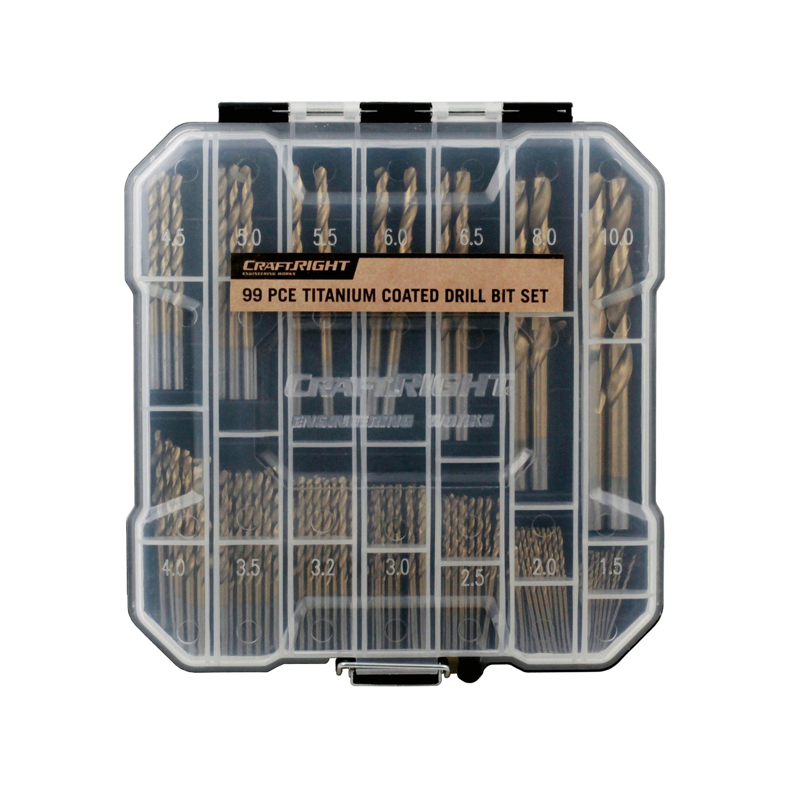 Craftright 99 Piece HSS Steel Titanium Coated Drill Bit Set