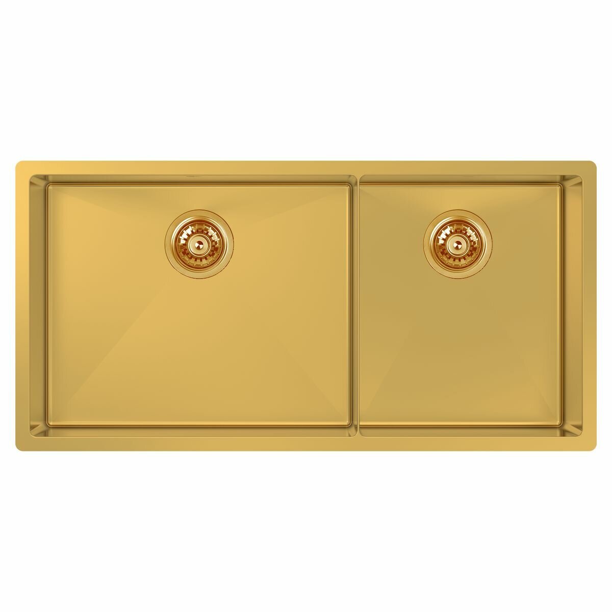 Abey Piazza 1 and 3/4 bowl sink - Eureka Gold finish - removable drainer - clips supplied - CR500DG