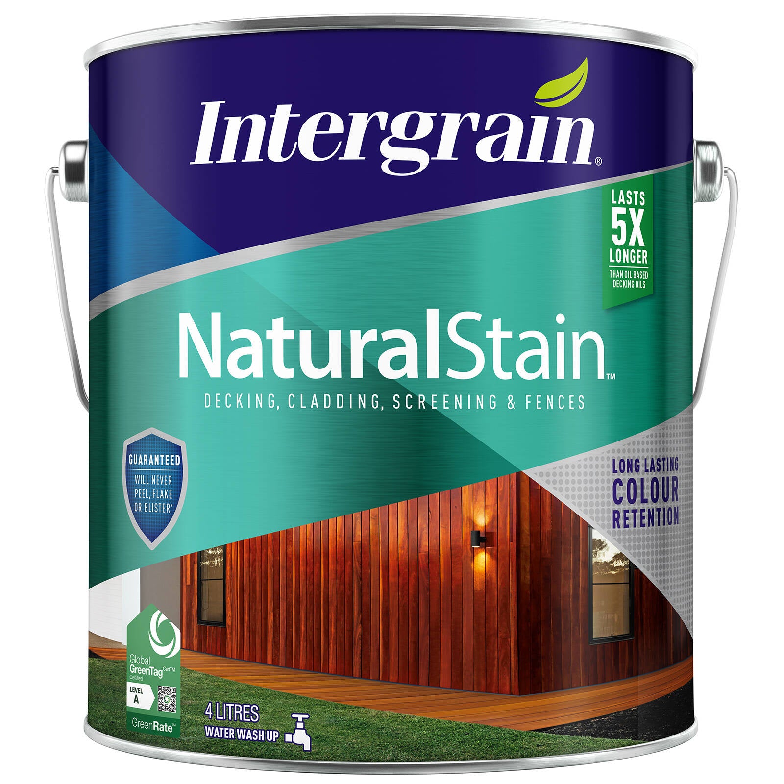 Intergrain NaturalStain 4L Redwood Timber Stain - Water Based, UV Resistant Exterior Decking
