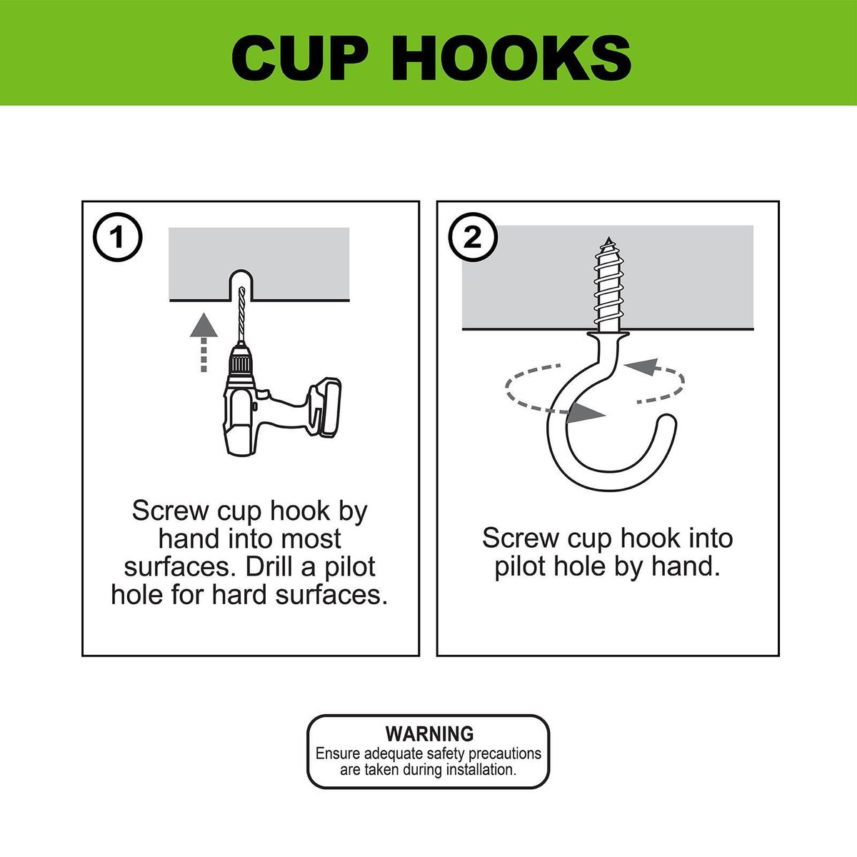 Everhang 12mm White PVC Coated Steel Cup Hook - 5 Pack