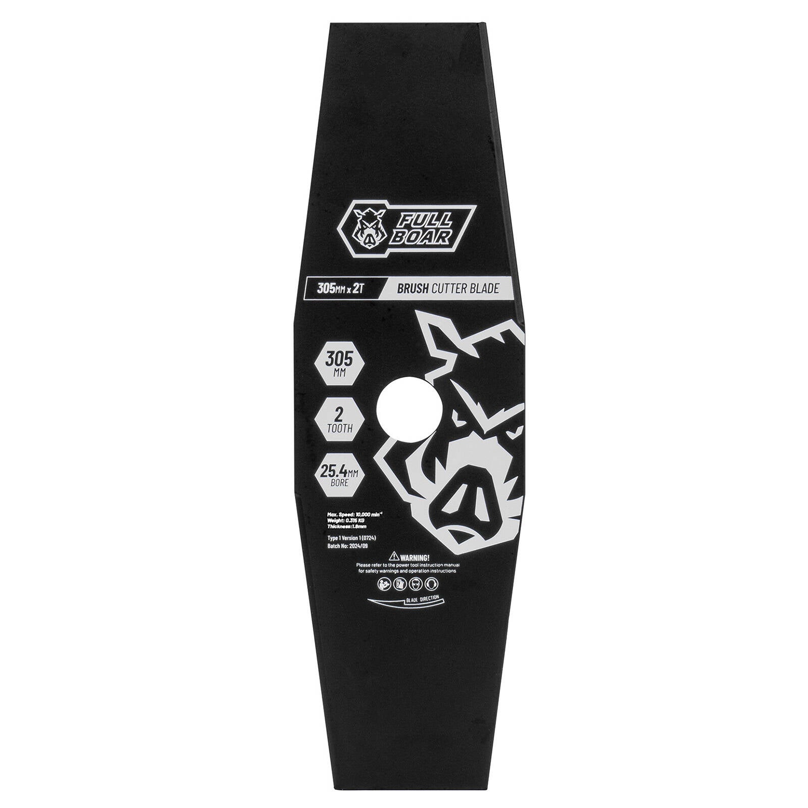 Full Boar 305mm x 2T Hardened Steel Brush Cutter Blade - 2-Tooth, 25.4mm Bore