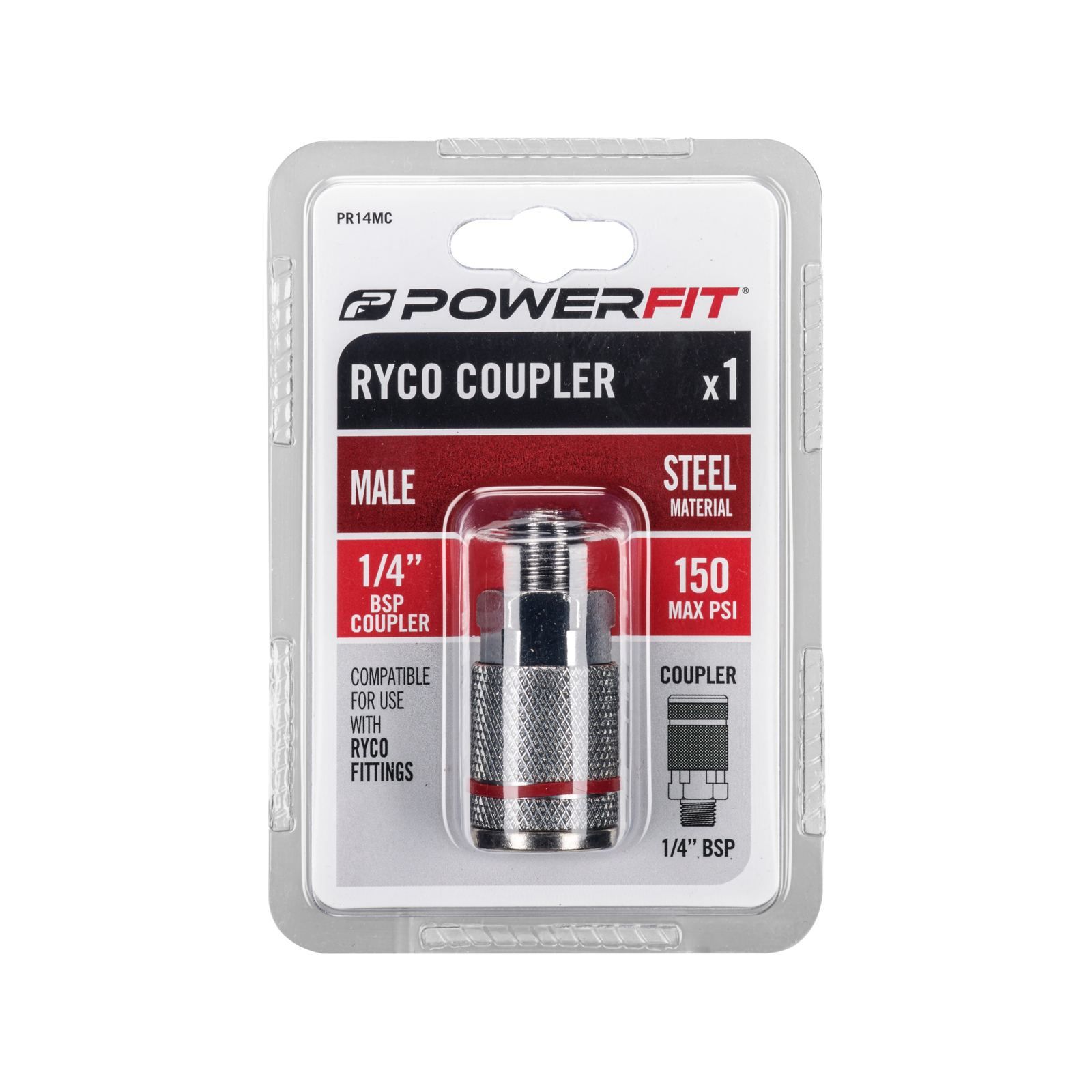 Powerfit RYCO Style 1/4" Male Coupler PR14MC