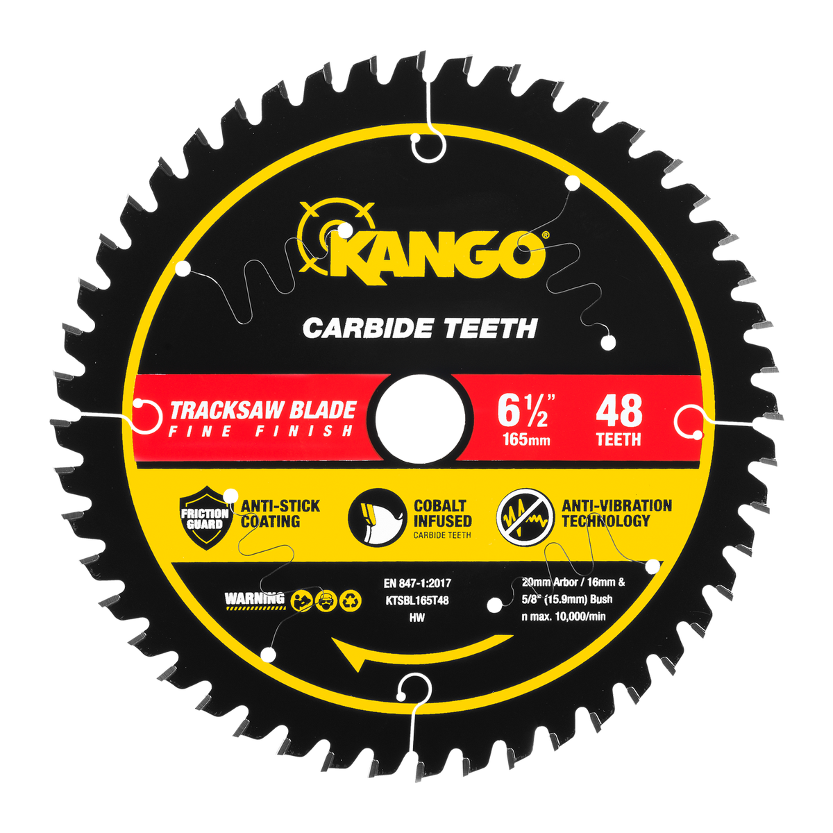 Kango 165mm 48T Track Saw Blade - Clean Cuts in Hardwood, Pine, Plywood & MDF