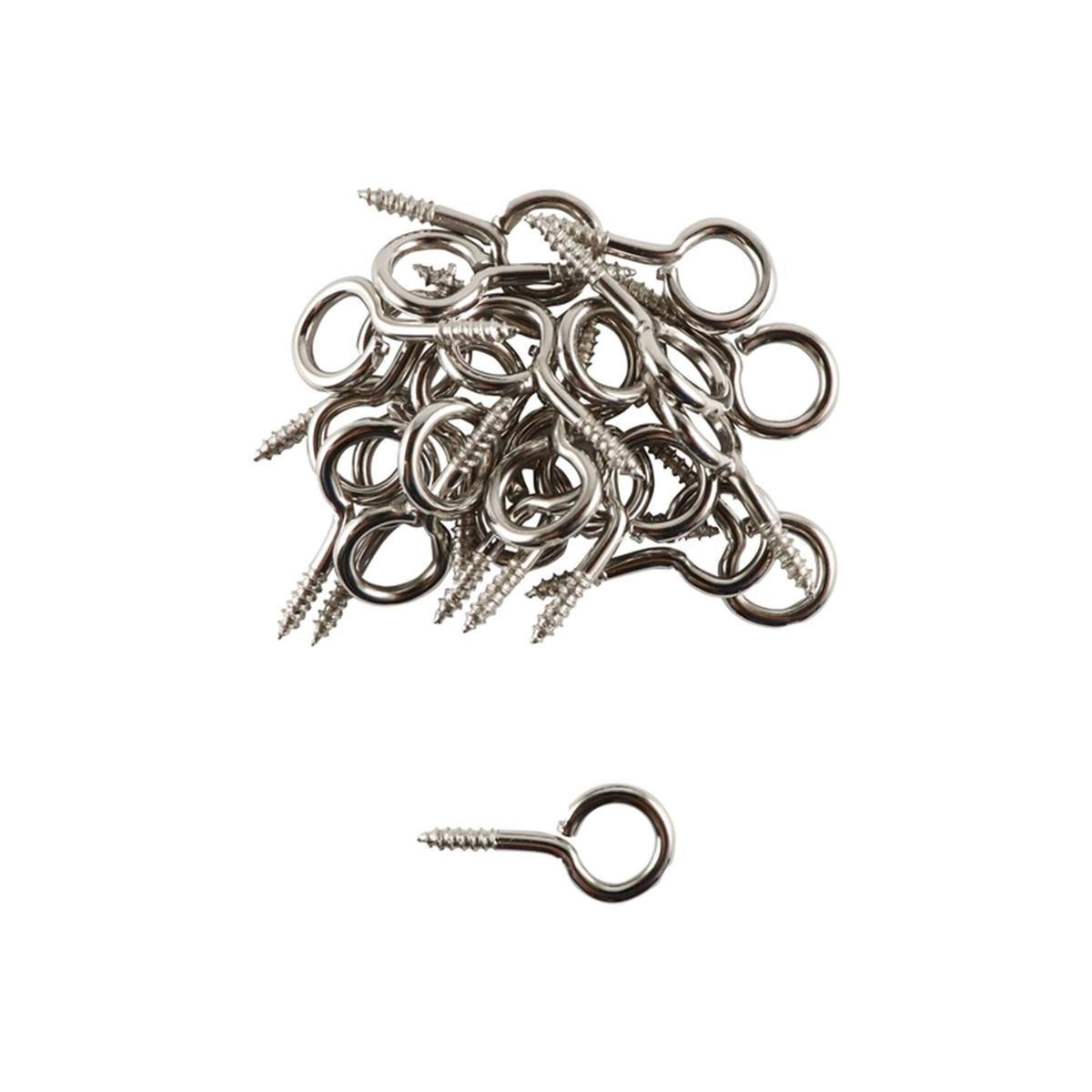 Everhang 7mm Nickel Plated Steel Screw Eye Hook - 25 Pack
