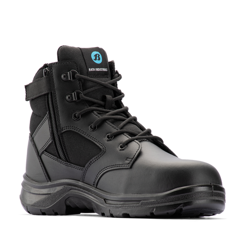 Bata Industrials Black Bobcat Zip Side Safety Boot UK Size 10 - Steel Toe - Slip-Resistant - SuperSaverAU - view 1