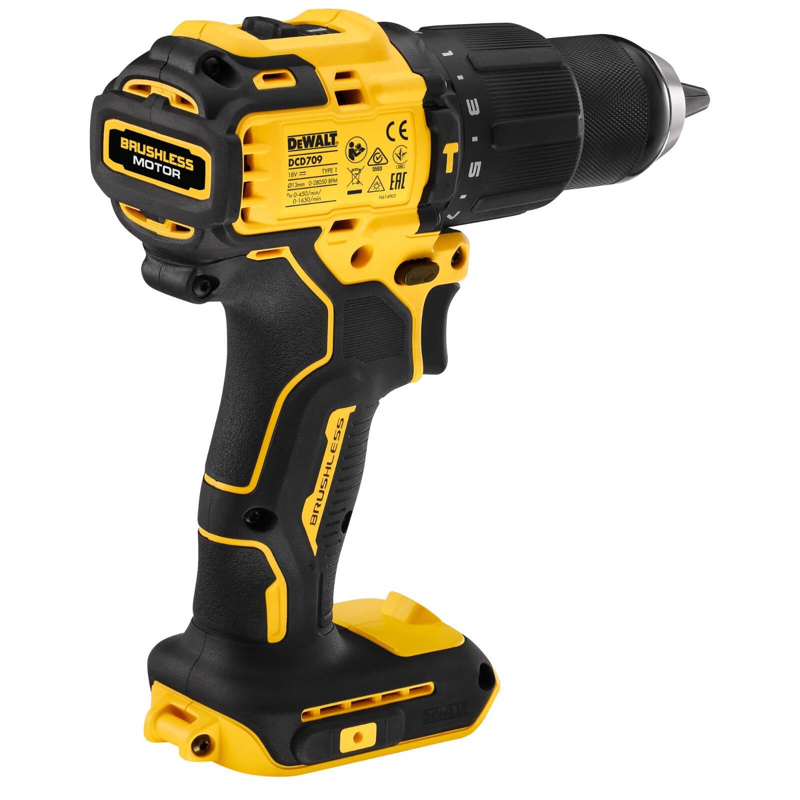 DeWALT 18V XR Compact Brushless Hammer Drill Driver DCD709N-XJ Cordless Bare Unit
