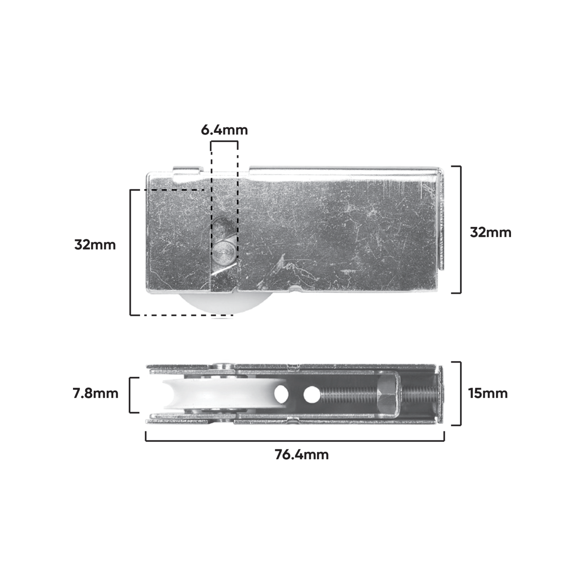Rolltrak Adjustable Steel Carriage & Acetal Roller, Patio Door